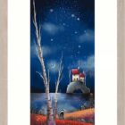 Hide and Seek by Gary Walton. A limited edition print. Two badgers playing in the moonlight houses in the distance.