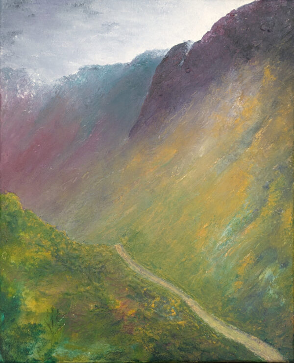lake district art original mixed media painting on canvas by local cumbrian artist tim brown. acrylic plaster textured impasto painting depicting kirkstone pass