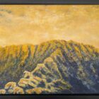 lake district art original mixed media painting on canvas by local cumbrian artist tim brown. acrylic plaster textured impasto painting depicting the last stretch up striding edge helvellyn
