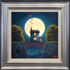 Lake District art by David Renshaw love will lead you home. Boutique limited edition print ted and doris by house on a bridge under big full moon