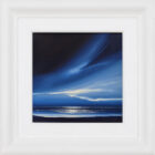 Acrylic painting of skies and shore by Jonathan Shaw framed