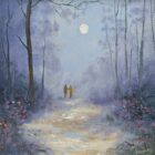 Moonlit Stroll and original oil painting by lake district artist Jeff Sudders