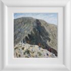 Lake District art original oil painting by Jeff Sudders On the way up stridinge edge. colourful hikers ascent to helvellyn fell