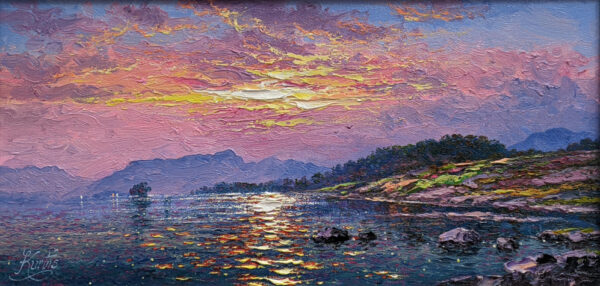 oil painting on canvas of Ullswater looking towards Glenridding