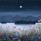 The Moon and the Stars Over Derwentwater by Jeff Sudders