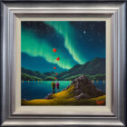Lake District art by David Renshaw Under a sky made for two. Boutique limited edition print ted and doris under northern lights by lake
