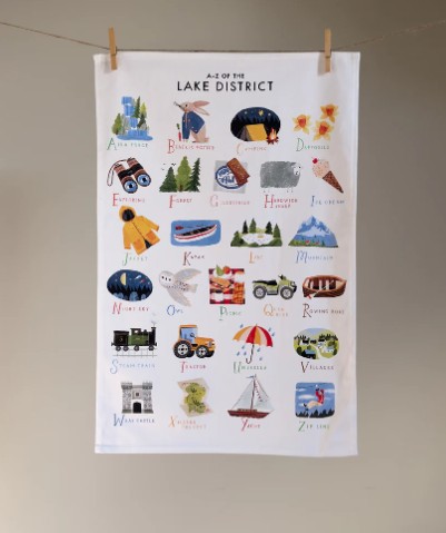 A-Z Lake District Illustrated Tea Towel by Oldfield Design Co.