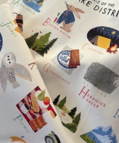 A-Z Lake District Illustrated Tea Towel by Oldfield Design Co.