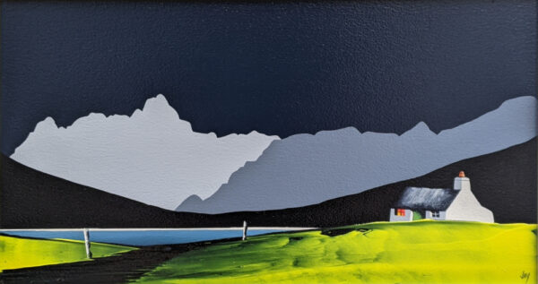 Original Lake District acrylic painting by Jay Nottingham featuring Blea Tarn and the Langdale Pikes