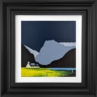 lake district art by jay nottingham contemporary bold original acrylic painting of buttermere fleetwith pike and haystacks silhouetted fells and bothy cottage