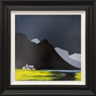 Lake District art by Jay Nottingham. A contemporary original acrylic painting catbells derwentwater and surrounding fells in bold silhouettes in a contrasting style.