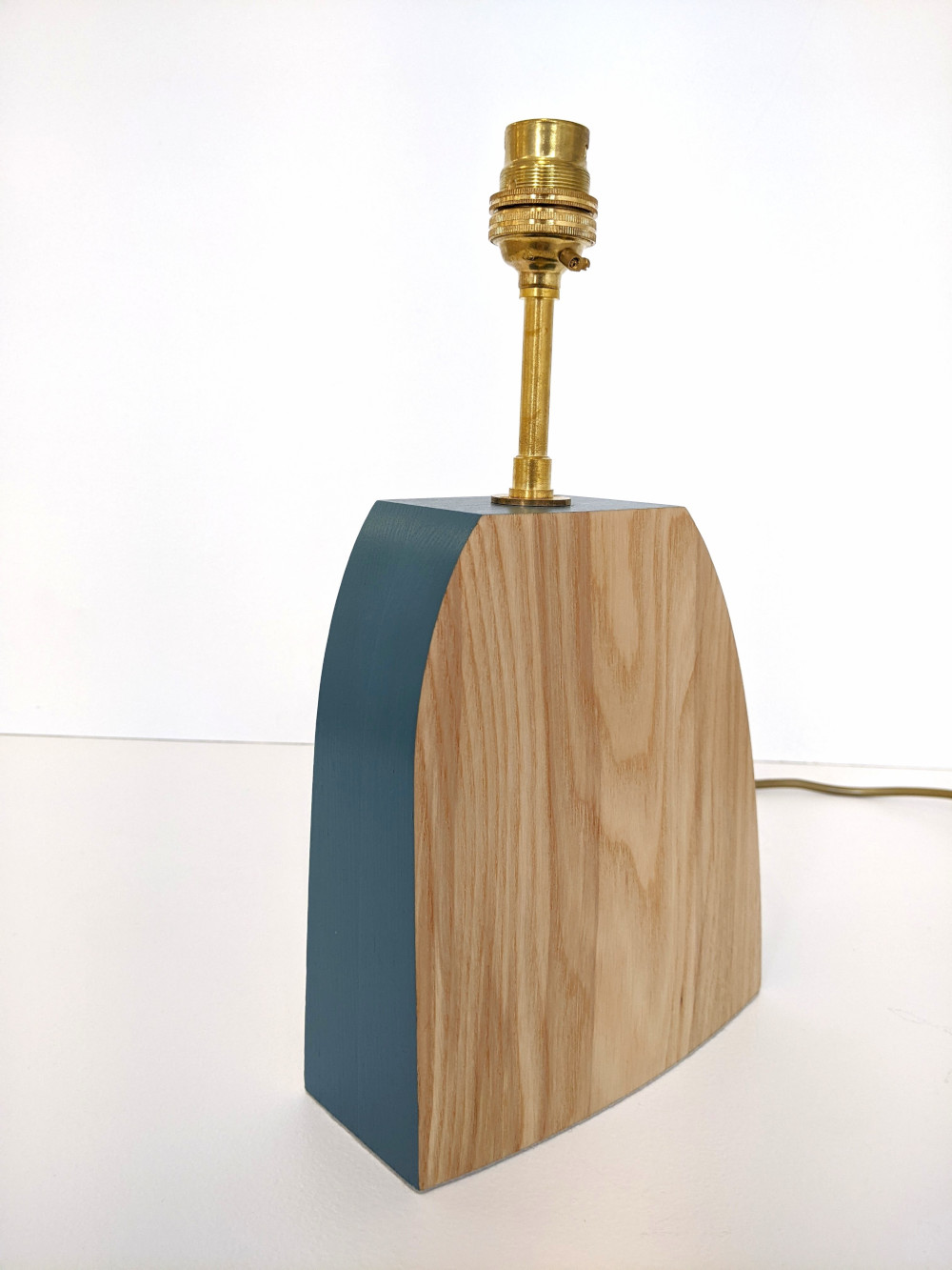 Contra lampbase in teal by Bob and Eunice from Humblewood handmade in Cumbria