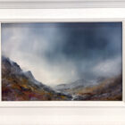 lake district art original oil and mixed media painting. A beautiful moody sky of crummock water
