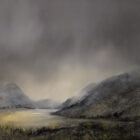 lake district art original oil and mixed media painting. Featuring a moody landscape of ennerdale