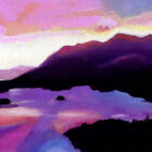 Original by Joanna Mlynarczyk a Lake District mixed media painting of an evening overlooking the Catbells.