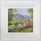 lake district art original oil painting by local artist Jeff Sudders. foxgloves and wetherlam near ambleside summer floral scene