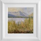 Lake District art original oil painting by local artist Jeff Sudders. grasmere with helm crag with impasto reed foreground