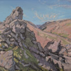lake district art original oil painting by local artist simon whitfield helm crag grasmere the howitzer rock