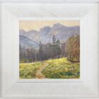 lake district art original oil painting by local artist Jeff Sudders. in the langdale valley with iconic pikes and tree lined path