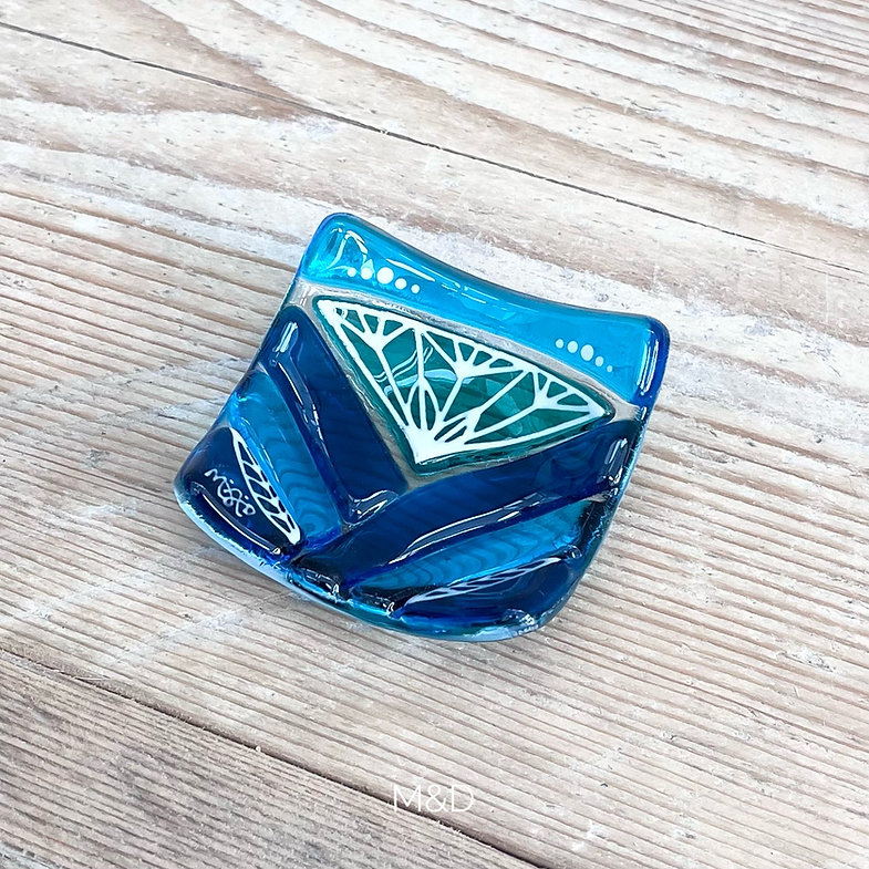 Lotus Ring Dish 2 Lotus design fused glass ring dish inspired by the iconic Lotus flower. Made using vibrant coloured glass crafted into simple shapes with hand painted designs.