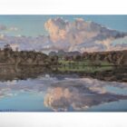 lake district art original oil painting by local artist simon whitfield loughrigg tarn I. view towards langdale pikes