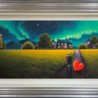 A Northern Romance painting with the Northern Lights by David Renshaw