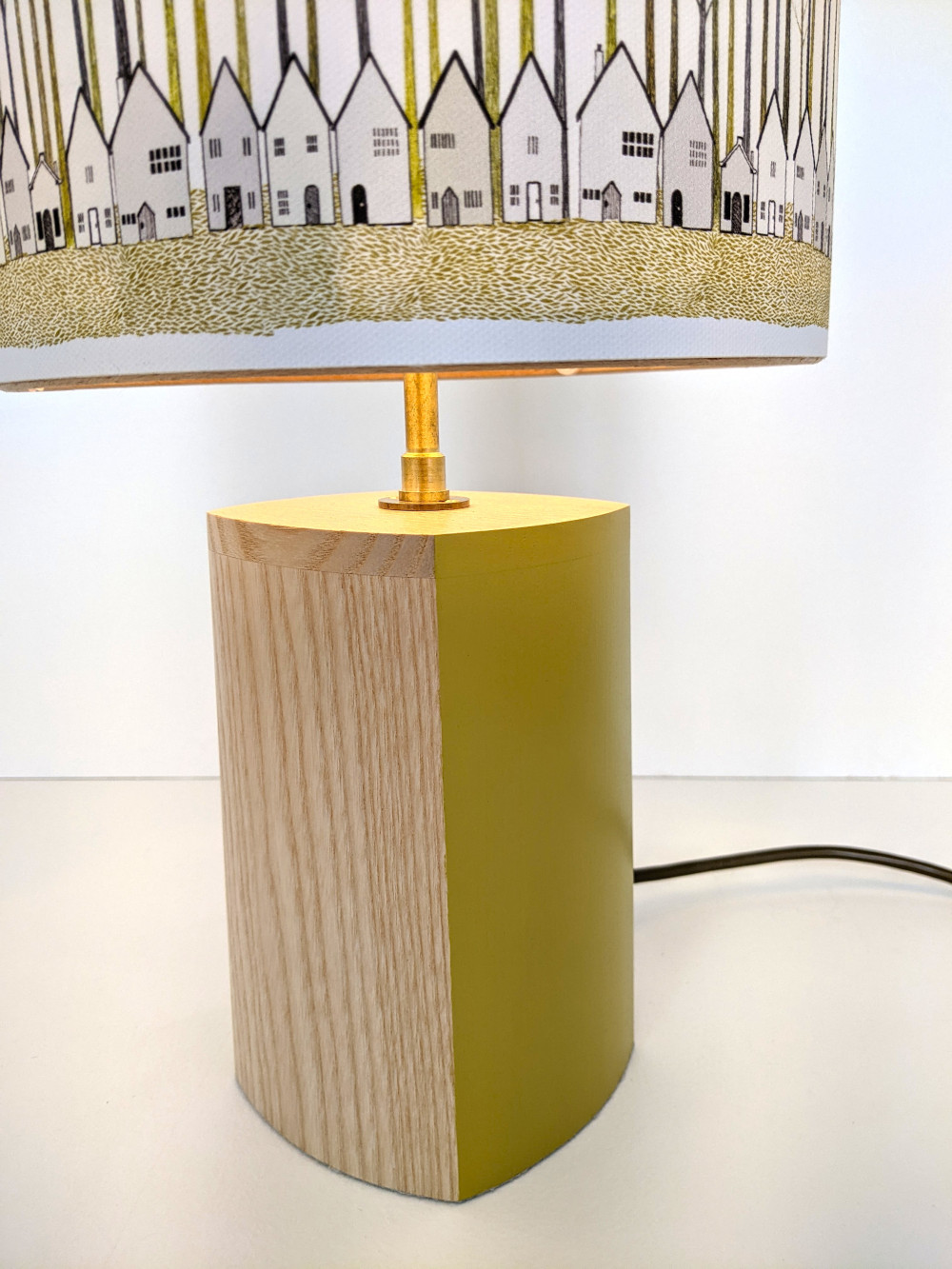 Lumin lampbase in yellow by Bob and Eunice from Humblewood handmade in Cumbria