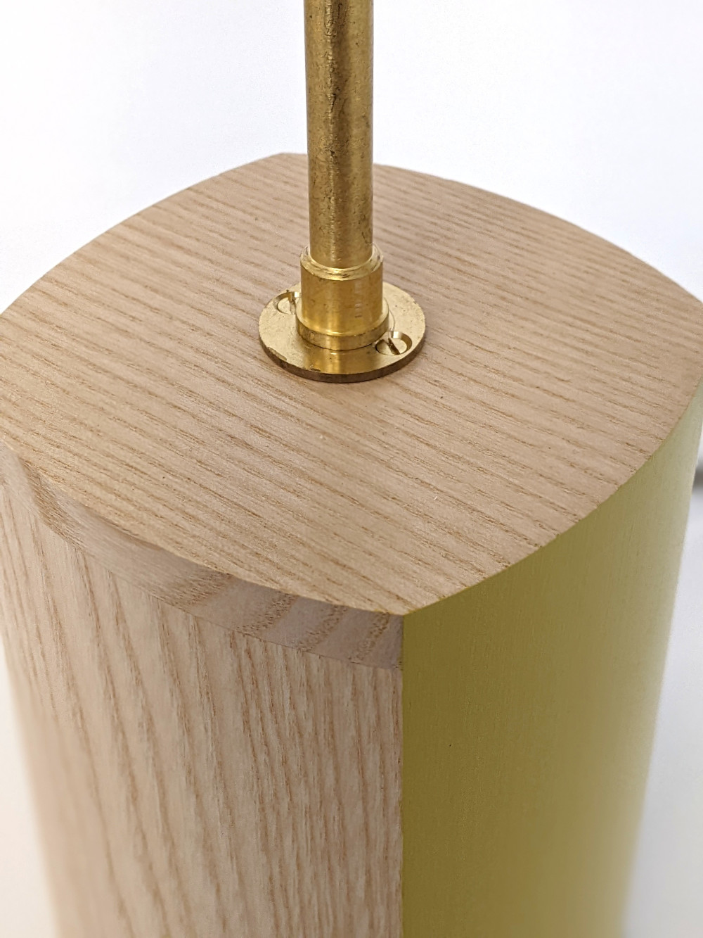 Lumin lampbase in yellow by Bob and Eunice from Humblewood handmade in Cumbria