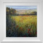 Lake District art local artist Jeff Sudders. over the meadows oil painting with wild poppies