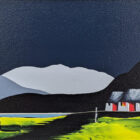 lake district art original acrylic painting by artist jay nottingham.place fell from ullswater a contemporary bold contrasting landscape with mountain silhouettes