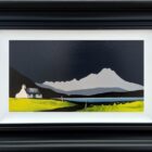 lake district art original acrylic painting by artist jay nottingham. silver howe and rydal water a contemporary bold contrasting landscape with Mellbreak and other mountain silhouettes