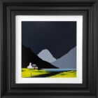 lake district art by jay nottingham contemporary bold original acrylic painting of skiddaw and derwentwater silhouetted fells and bothy cottage