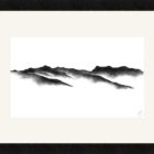 original charcoal art by lake district artist Daniel cooper Solitude Form 2 loughrigg from rydal water - dramatic mountain silhouette