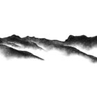 original charcoal art by lake district artist Daniel cooper Solitude Form 2 loughrigg from rydal water - dramatic mountain silhouette