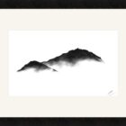 original charcoal art by lake district artist Daniel cooper Solitude Form helm crag from grasmere - dramatic mountain silhouette