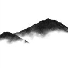 original charcoal art by lake district artist Daniel cooper Solitude Form helm crag from grasmere - dramatic mountain silhouette