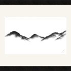 original charcoal art by lake district artist Daniel cooper Solitude Form 4 yewbarrow fell lingmell great gable from wastwater- dramatic mountain silhouette