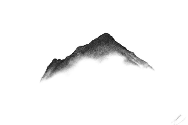 original charcoal art by lake district artist Daniel cooper Solitude Form 7: Fleetwith Pike from Buttermere - dramatic mountain silhouette