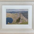 lake district art original oil painting by local artist simon whitfield the iconic striding edge in summer from helvellyn featuring red tarn