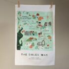 The Dales Way cotton tea towel with Map and landmarks