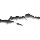 original charcoal art by lake district artist Daniel cooper Solitude Form 8 the langdale pikes from blea tarn - dramatic mountain silhouette
