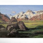 lake district art original oil painting by local artist simon whitfield the langdales from copt how snow covered pikes and autumnal valley