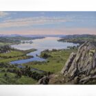 lake district art original oil painting by local artist simon whitfield windermere from loughrigg fell todd crag near ambleside