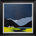 Lake District art by Jay Nottingham. A contemporary original acrylic paintings of Catbells featuring surrounding fells in bold silhouettes in a contrasting style.