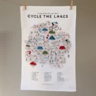 Cycle The Lakes Tea Towel by Oldfield Design Co based on the edge of The Lake District Nation Park creators of crafted prints and keepsakes Celebrating a life lived outdoors and up north