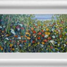 Lake District art original oil painting by Jeff Sudders. Garden View featuring colourful wildflowers including poppies and giant daisies