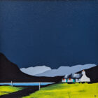 lake district art by contemporary artist jay nottingham. grasmere and helm crag dark skies silhouetted fells and cottage