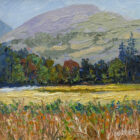 lake district art original oil painting by local artist Jeff Sudders featuring the a hay meadow near ambleside
