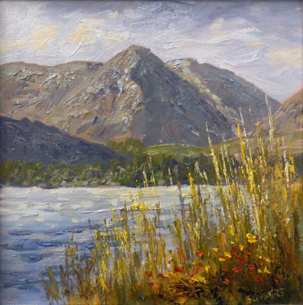 lake district art original oil painting by local artist Jeff Sudders featuring Helm crag and Grasmere