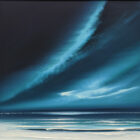 Acrylic painting by Jonathan shaw of sweeping turquoise skies reflected in the sea